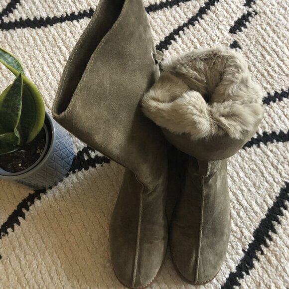 Jimmy Choo Suede Biker Boots Rabbit Fur - Picture 7 of 14